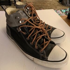 Converse black & gray leather high tops size 11 (used)